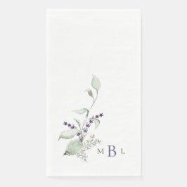 Servilleta De Papel Elegante Boda de Monograma de Foliage & Lavender I