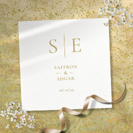 Servilleta De Papel Elegante Boda de Monograma de Oro Moderno