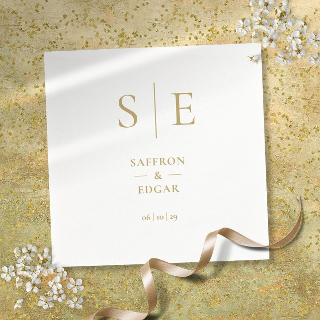 Servilleta De Papel Elegante Boda de Monograma de Oro Moderno (Elegant Modern Gold Monogram Wedding Napkins)