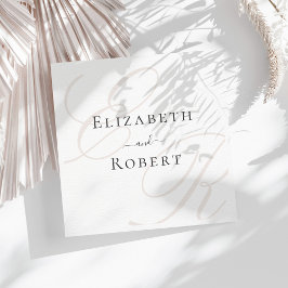 Servilleta De Papel Elegante Boda de monograma Minimalista beige