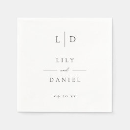 Servilleta De Papel Elegante Boda de Monograma Minimalista Moderno