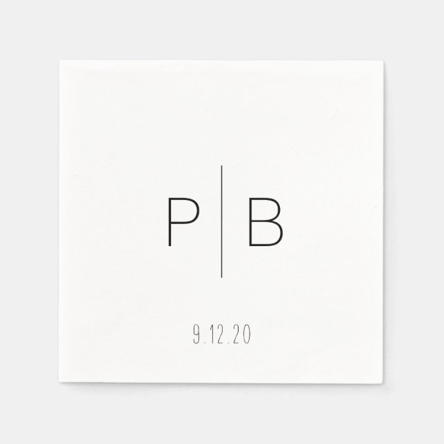 Servilleta De Papel Elegante Boda de Monograma Moderno con fecha Perso (Anverso)