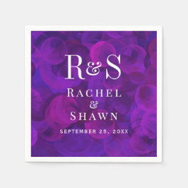 Servilleta De Papel Elegante Boda de Monograma Moderno de Moda Púrpura