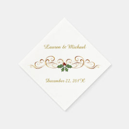 Servilleta De Papel Elegante Boda de Navidades Red Holly