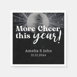 Servilleta De Papel Elegante Boda de Nochevieja Blanco Plata Negra