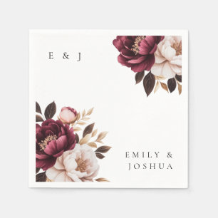 Servilleta De Papel Elegante Boda de oro de Borgoña