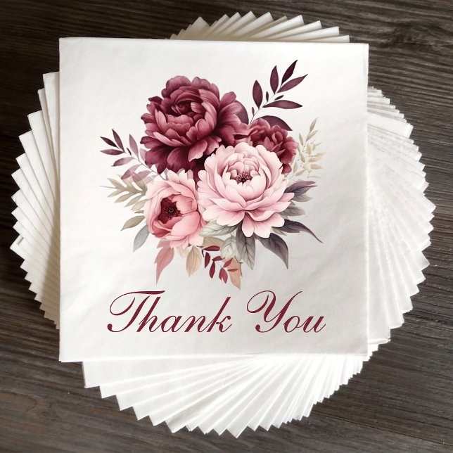 Servilleta De Papel Elegante Boda de Peonía Floral Borgoña (Subido por el creador)