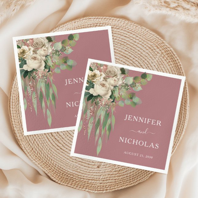 Servilleta De Papel Elegante Boda de Peonies Florales Rosa (Elegant Pink Floral Peonies Wedding Napkins)