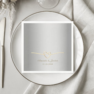 Servilleta De Papel Elegante Boda de Plata y Oro