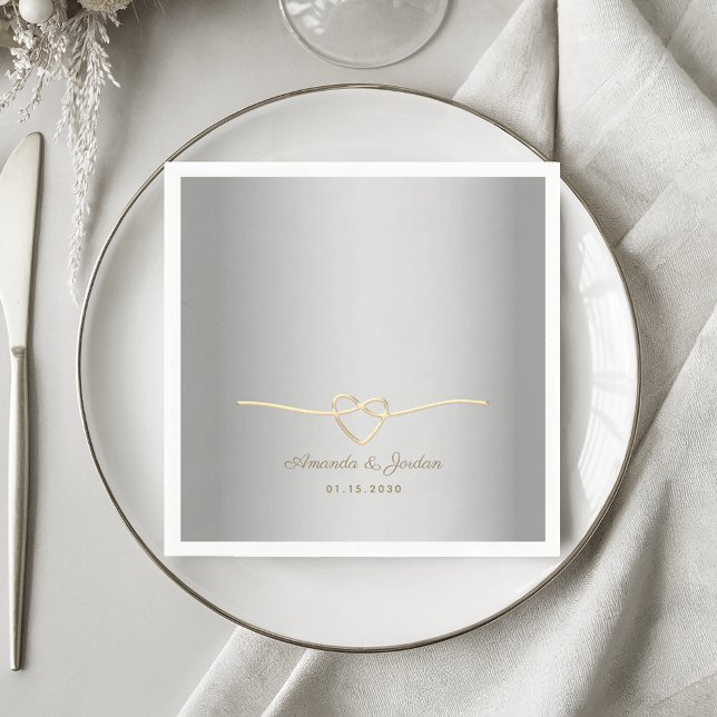 Servilleta De Papel Elegante Boda de Plata y Oro (Subido por el creador)