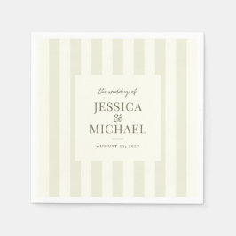 Servilleta De Papel Elegante Boda de rayas verde oliva