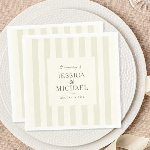 Servilleta De Papel Elegante boda de rayas verde oliva moderno