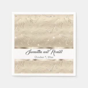 Servilleta De Papel Elegante Boda de Relieve metalizado Sandy Gold Fau