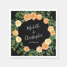 Servilleta De Papel Elegante Boda de Rosa negro y blanco