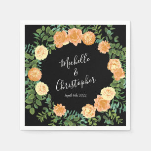 Servilleta De Papel Elegante Boda de Rosa negro y blanco