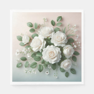 Servilleta De Papel Elegante Boda de rosas blancas