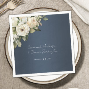 Servilleta De Papel Elegante Boda de Rosas del Dusty Blue Boho