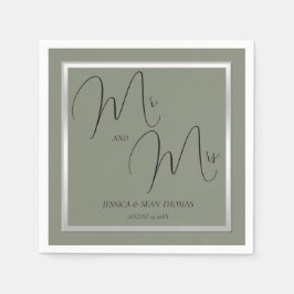 Servilleta De Papel Elegante Boda de Sage y Silver