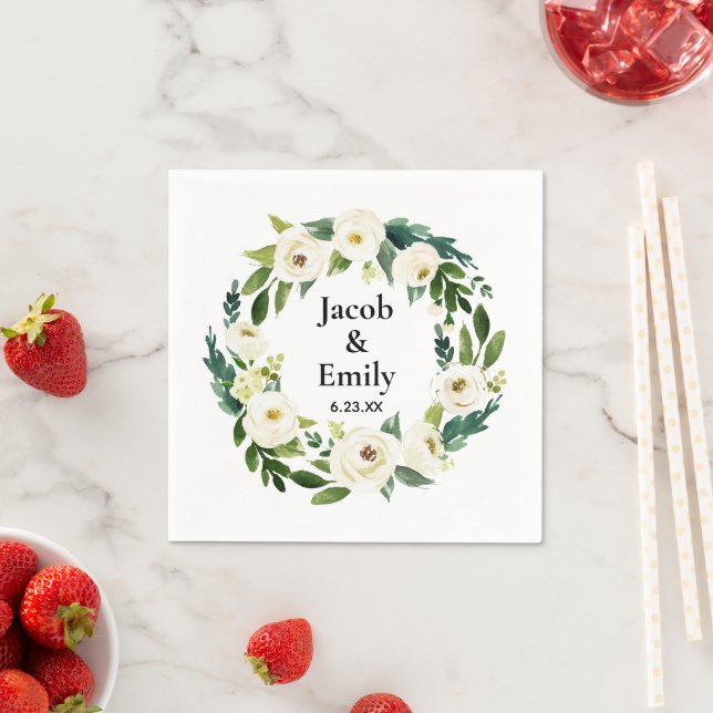 Servilleta De Papel Elegante Boda de Serviettes Personalizadas de Verd (In situ)