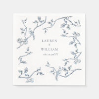 Elegante boda de tela azul y blanco francés