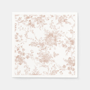 Servilleta De Papel Elegante Boda de tela de Rubor con barniz floral