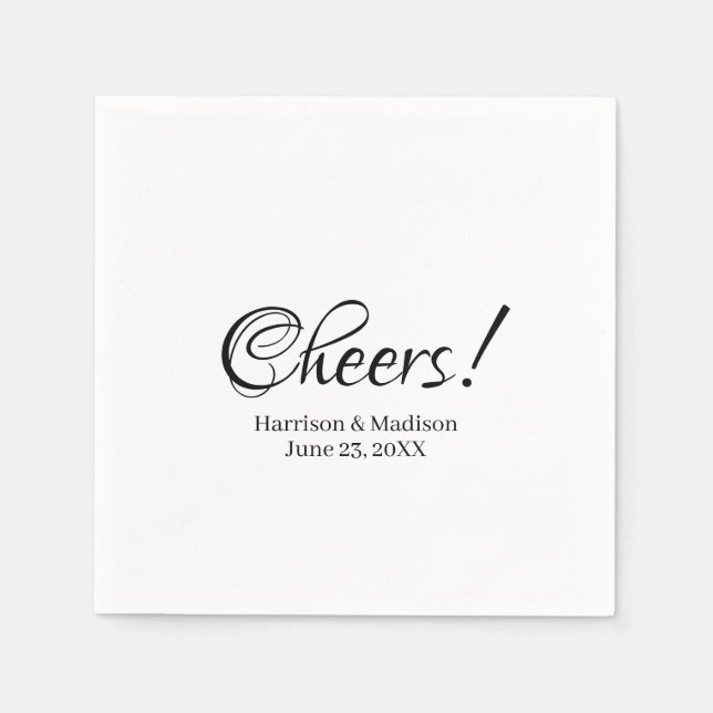 Servilleta De Papel Elegante Boda de texto de nombres personalizados d (Anverso)