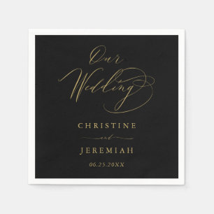 Servilleta De Papel Elegante Boda de tipografía de escritura de oro ne