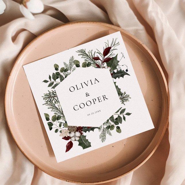Servilleta De Papel Elegante Boda de Verdor de Invierno (Subido por el creador)