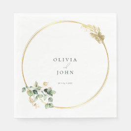 Servilleta De Papel Elegante Boda del Eucaliptus Verde Oro