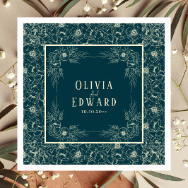 Servilleta De Papel Elegante Boda del florecimiento dorado