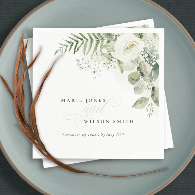 Servilleta De Papel Elegante Boda del Foliage Fern Eucalyptus Greenery (Subido por el creador)