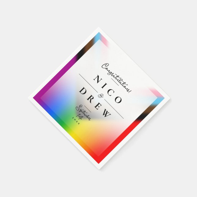Servilleta De Papel Elegante Boda del Orgullo LGBTQ+ (Borde)
