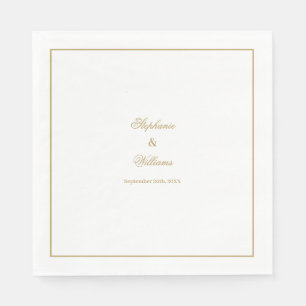 Servilleta De Papel Elegante Boda Dorada Blanca Simple Dorada Minimali