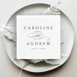Servilleta De Papel Elegante boda en blanco y negro con letra script