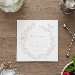 Servilleta De Papel Elegante Boda Escudo de pájaros de Chinoiserie ros