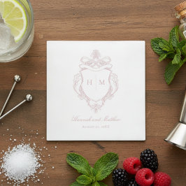 Servilleta De Papel Elegante Boda Escudo de pájaros de Chinoiserie ros