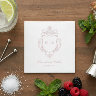 Servilleta De Papel Elegante Boda Escudo de pájaros de Chinoiserie ros