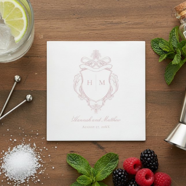 Servilleta De Papel Elegante Boda Escudo de pájaros de Chinoiserie ros (Subido por el creador)