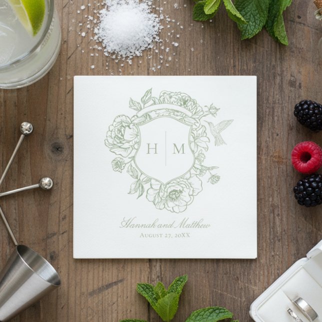 Servilleta De Papel Elegante Boda Escudo de pájaros de la Chinoiserie  (Subido por el creador)