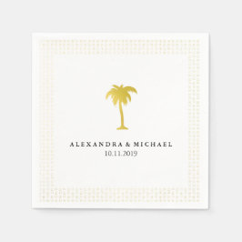 Servilleta De Papel Elegante Boda Faux Gold Palm Tree