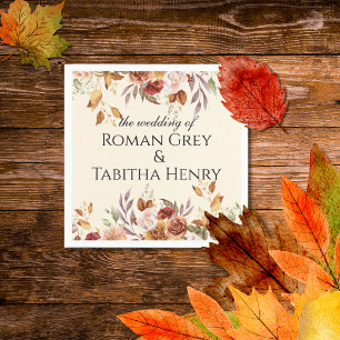 Servilleta De Papel Elegante Boda Floral Acuarela de Otoño
