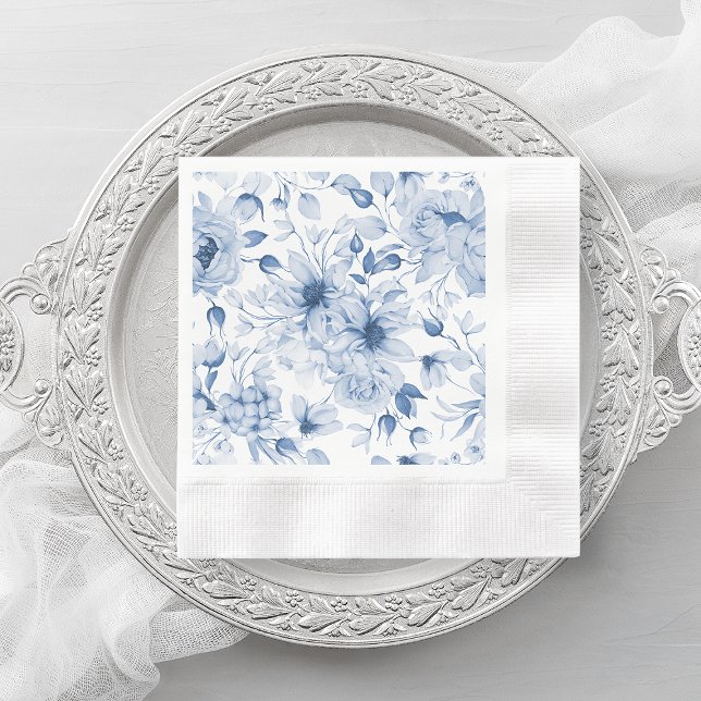 Servilleta De Papel Elegante Boda floral azul Napkin (Subido por el creador)