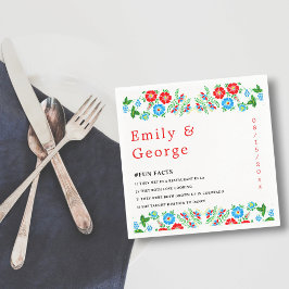 Servilleta De Papel Elegante Boda Floral Botánico Roses Rojos Azules