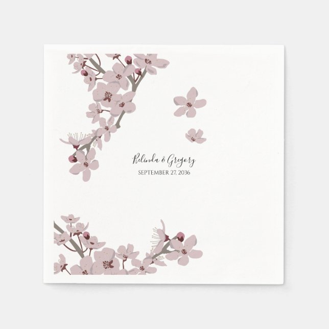 Servilleta De Papel Elegante Boda Floral Cherry Blossom (Anverso)