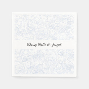 Servilleta De Papel Elegante Boda Floral Chinoiserie Azul