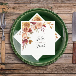 Servilleta De Papel Elegante Boda floral de acuarela de otoño