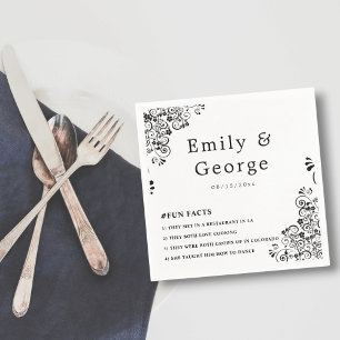 Servilleta De Papel Elegante Boda Floral De Boho Blanco Y Negro Ornate