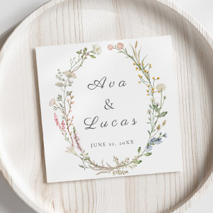 Servilleta De Papel Elegante Boda floral de flores silvestres vegetaci