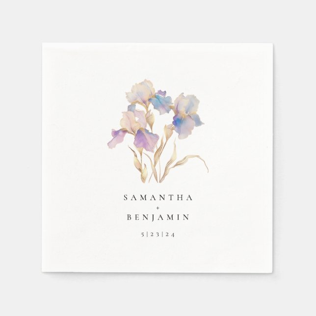 Servilleta De Papel Elegante Boda floral de Iris (Anverso)