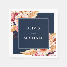 Servilleta De Papel Elegante Boda floral de Moda de Boho azul de la Ma